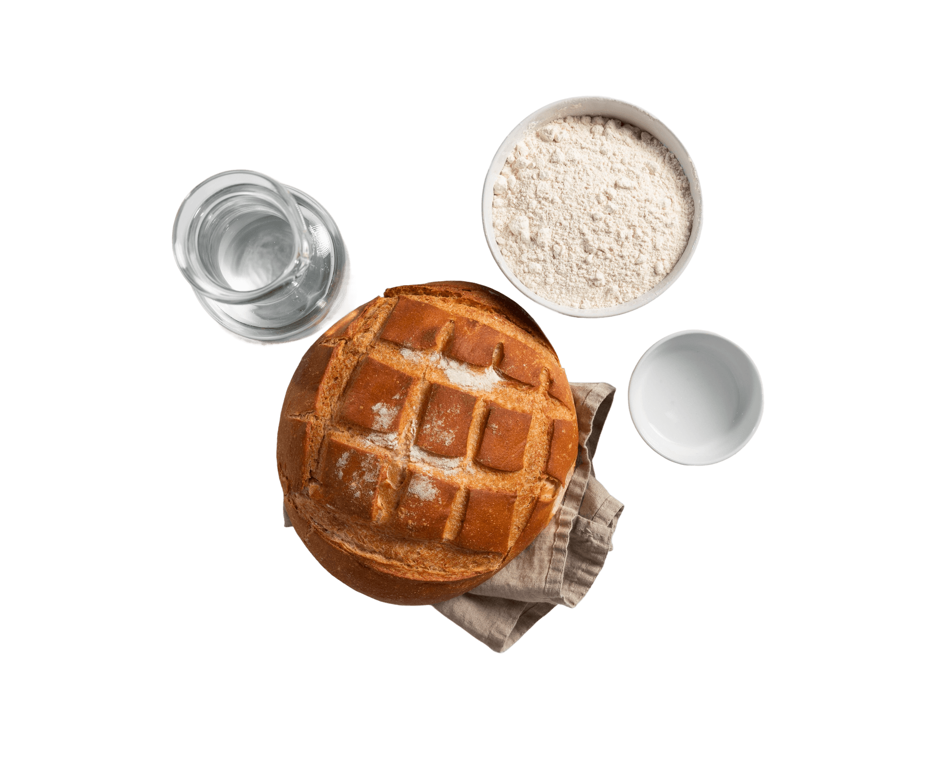 Fresh bread and baking ingredients